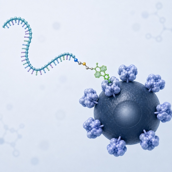 Illustration of biotin-labeled RNA probes captured on a streptavidin-coated support for pull-down and detection workflows