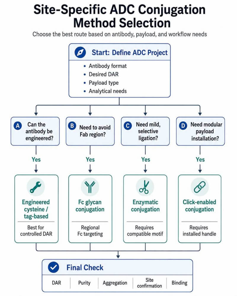 Decision framework for choosing a site-specific ADC conjugation method